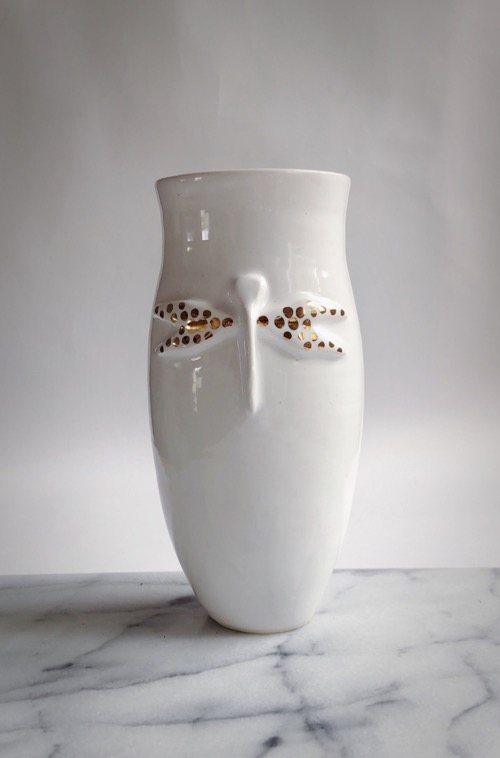 Small Dragonfly Vase with gold accent