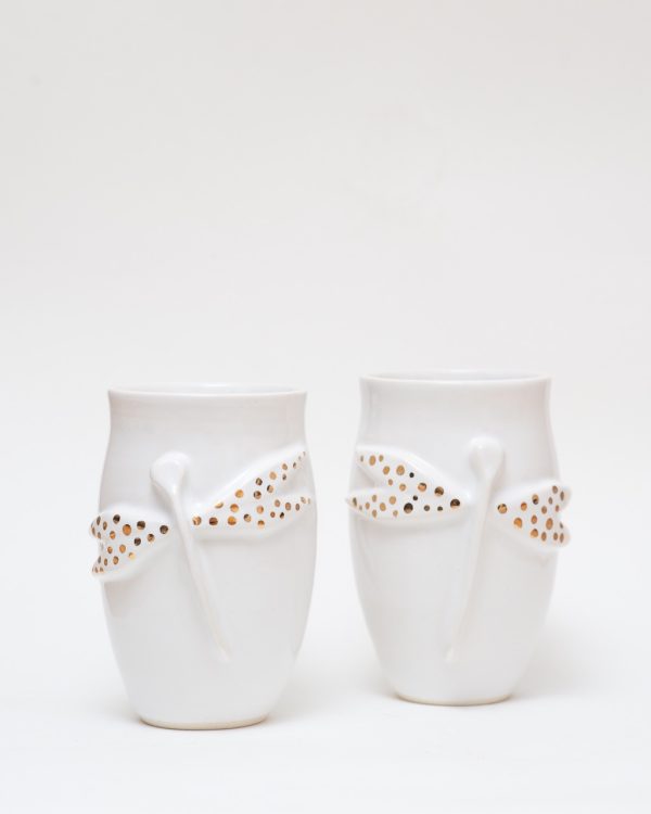 Dragonfly mug with gold accents